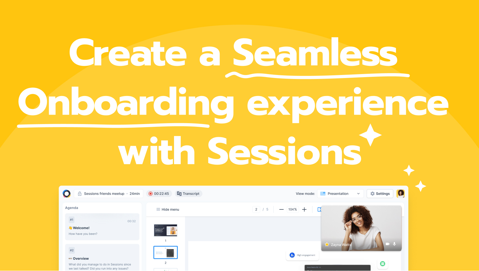 create a seamless onboarding experience with Sessions